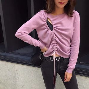 Lovely purple cutout knit top, brand new never worn